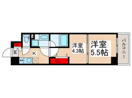 ALIVIS浦安(2K/1階)の間取り写真