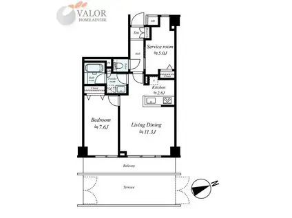 オープンヴィラ川崎(1SLDK/1階)の間取り写真