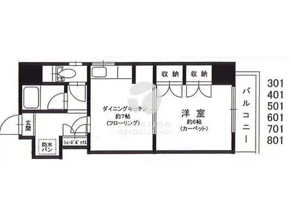 アーバンライフ神楽坂(1DK/3階)の間取り写真