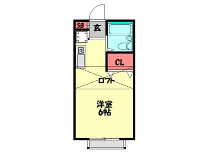 常盤ハイツ(1K/2階)の間取り写真