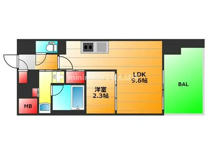 Jグランコート京町堀(1LDK/5階)の間取り写真