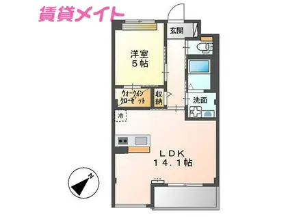 ベルク ムント II(1LDK/3階)の間取り写真