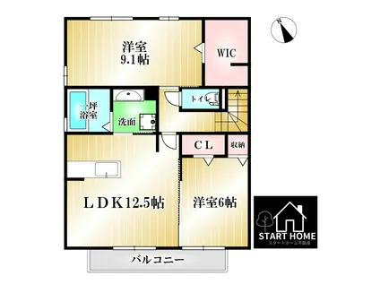 PATIO A棟(2LDK/2階)の間取り写真