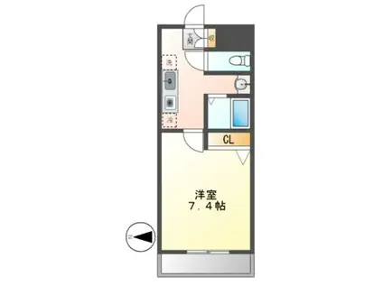 プリムローズマンション(1K/2階)の間取り写真