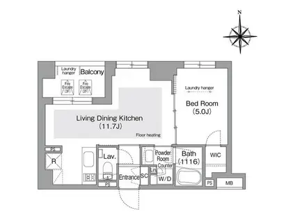 コンフォリア・リヴ文京護国寺(1LDK/2階)の間取り写真
