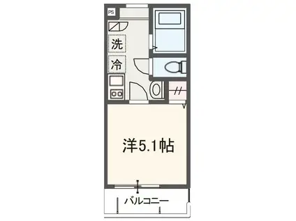 MELDIA羽沢横浜国大II(1K/2階)の間取り写真