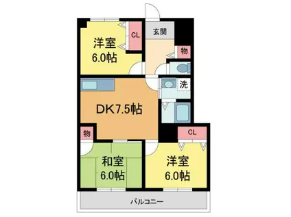 アメニティA・N(3DK/1階)の間取り写真