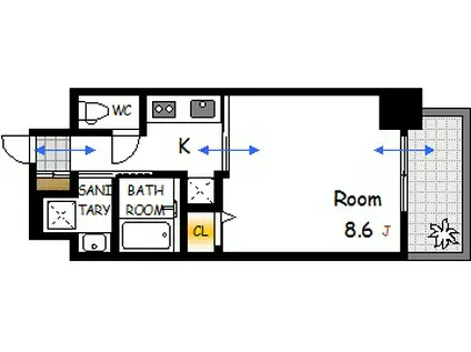 CASSIA河原町平和大通(1K/5階)の間取り写真