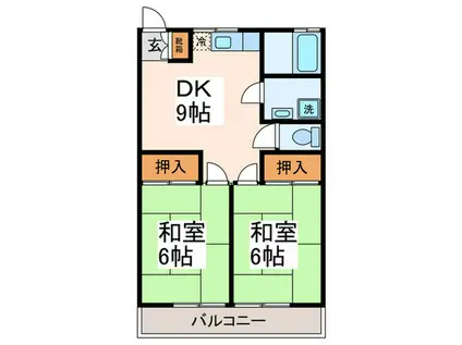 サンライズ横浜(2DK/2階)の間取り写真