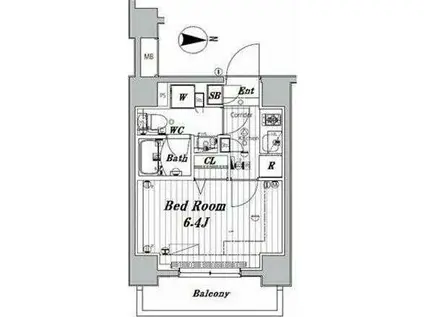 メイクスデザイン大森(1K/4階)の間取り写真