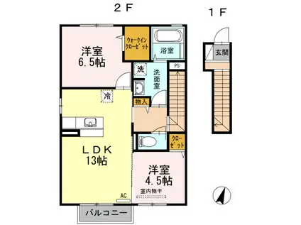 ディモルフォセカ A棟(2LDK/2階)の間取り写真