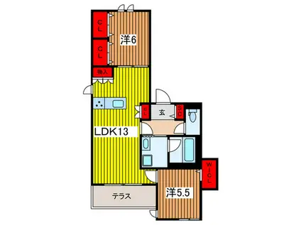 アトラスII(2LDK/1階)の間取り写真
