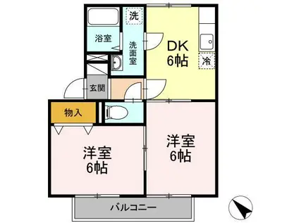 セジュール類家A(2DK/2階)の間取り写真