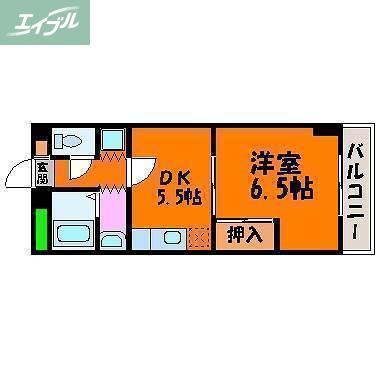 ハピネスプラザ(1DK/2階)の間取り写真