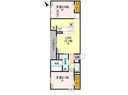 D-ROOM 大橋(2LDK/1階)の間取り写真