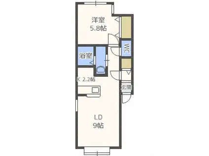 プリムローズ(1LDK/2階)の間取り写真