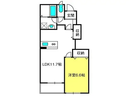 エクセルコート(1LDK/1階)の間取り写真