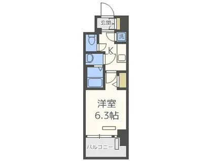 ファーストフィオーレ難波南パークサイド(1K/9階)の間取り写真