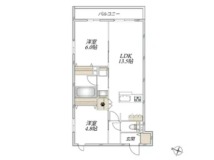 下土棚メゾンA棟(2LDK/2階)の間取り写真