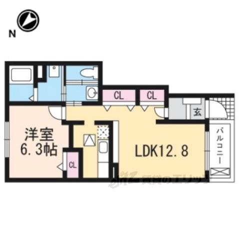 ロハス日野 A(1LDK/1階)の間取り写真