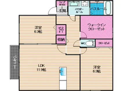 試験場前ハウスI(2LDK/2階)の間取り写真