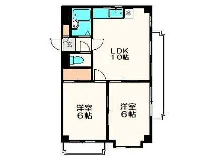ヒルサイド前沢(2LDK/1階)の間取り写真