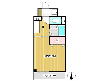 ローズマンション(1K/4階)の間取り写真