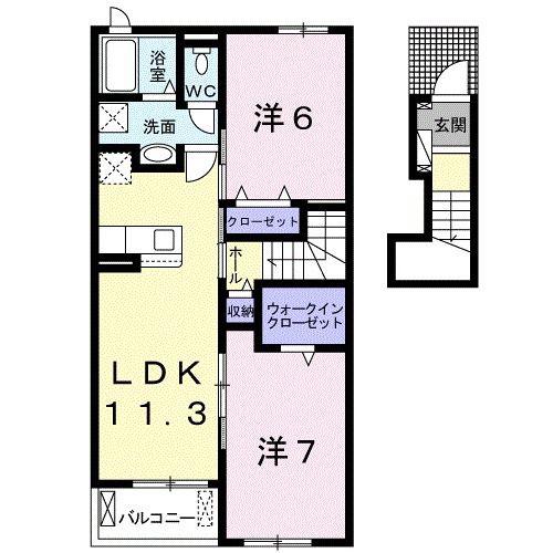 ポライトリー A(2LDK/2階)の間取り写真