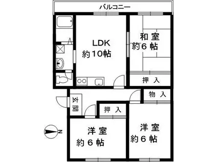 クレールフクトク(3LDK/2階)の間取り写真