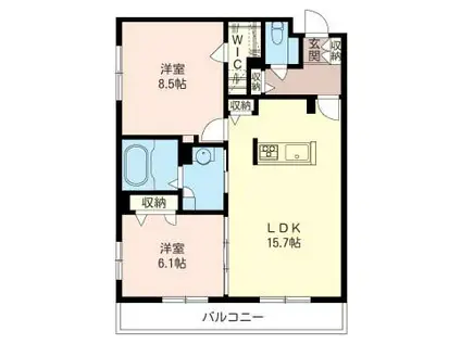 グレイスタイム三鷹(2LDK/1階)の間取り写真