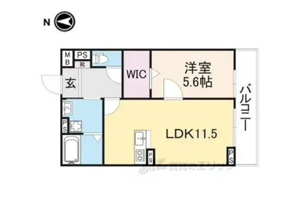 ALBERO京都椥辻(1LDK/2階)の間取り写真