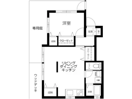 ルア浜田山(1LDK/1階)の間取り写真