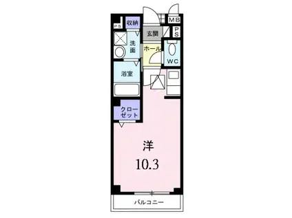 ボナール津久野(1K/1階)の間取り写真