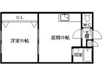ノースランド芦屋(1LDK/2階)の間取り写真