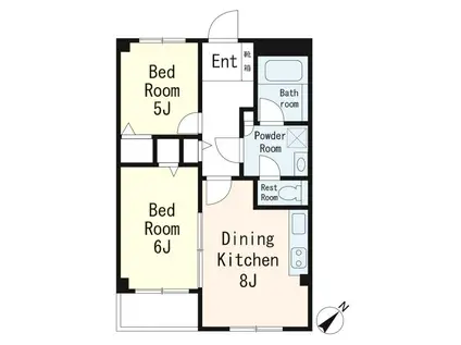 ジェネシス(2DK/1階)の間取り写真