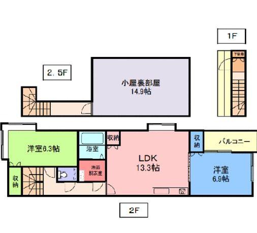 サファイア城北新町(2SLDK/2階)の間取り写真