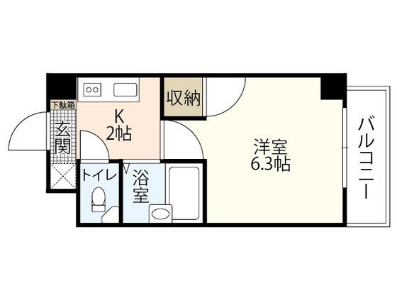 シャンス増岡(1K/3階)の間取り写真