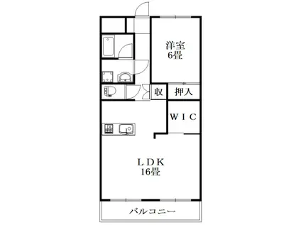 寒香梅ハイツ(1SLDK/3階)の間取り写真