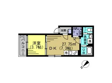 カーサコンフォート(1DK/3階)の間取り写真