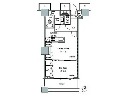 ザ 東京タワーズ ミッドタワー(1LDK/24階)の間取り写真