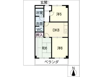 グリーンハイツ杉山(3DK/4階)の間取り写真