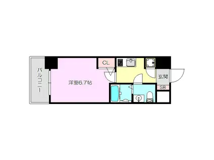 アドバンス新大阪ラシュレ(1K/1階)の間取り写真