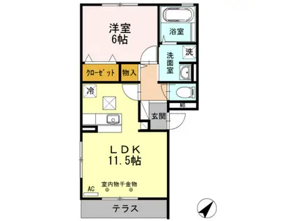 アン・シェルブール(1LDK/1階)の間取り写真