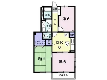 ペイサージュII(3DK/1階)の間取り写真