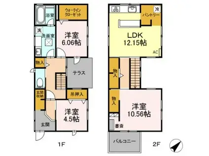 イルミネイト ソル B・C(1LDK/1階)の間取り写真