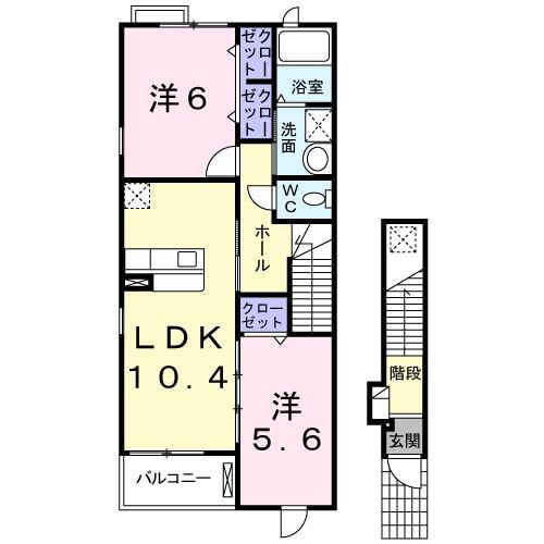 クレメント(2LDK/2階)の間取り写真