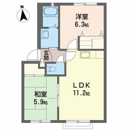 アビタシオン(2LDK/2階)の間取り写真
