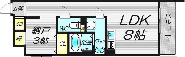 S-MOVE大阪鶴見(1LDK/3階)の間取り写真