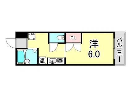 ハビテ八本松(1K/4階)の間取り写真