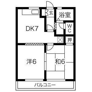 アベニューカサギ514(2DK/2階)の間取り写真